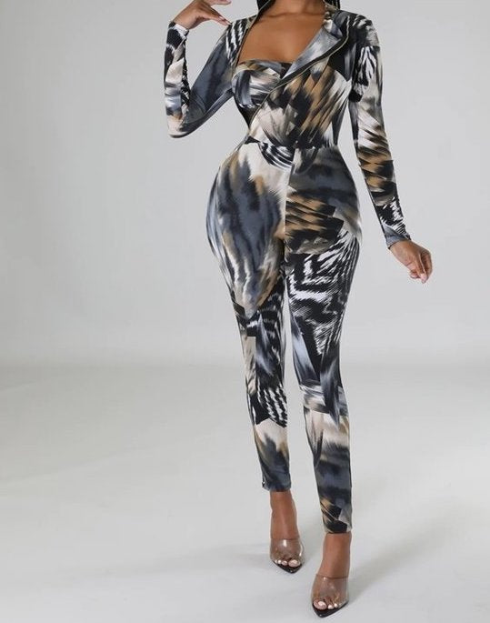 Jungle Paint Jumpsuit w/Bodysuit